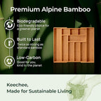 keechee Carbonized Bamboo Kitchen Drawer Organizer, 10 Slots Expandable - Image 7
