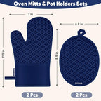 Oven Mitts and Pot Holders 4 Sets, Heat Resistant 500 ℉ Oven Mitt and Pot Holder - Image 2