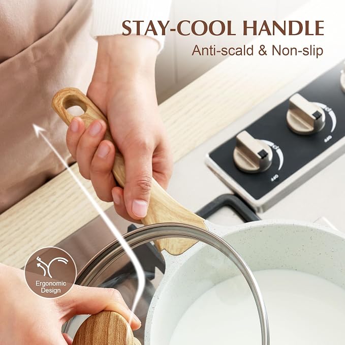 SENSARTE White Ceramic Nonstick Saucepan - Image 5