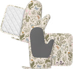Vintage Wildflower Herbs Floral Rustic Butterfly Oven Mitts and Pot Holders - Image 2