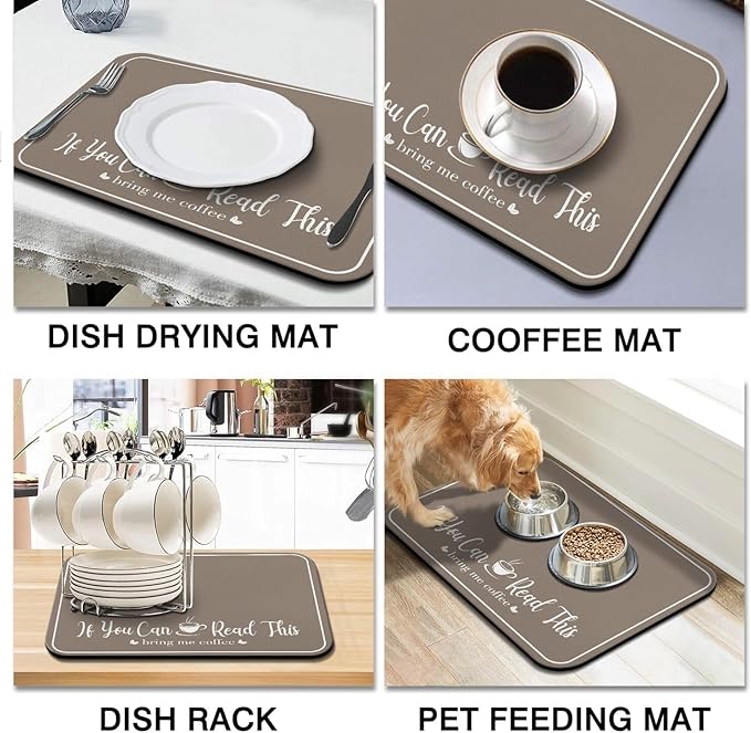 Coffee Bar Mat for Countertops 23inx15in, Absorbent Hide Stain Anti-Slip Cafe - Image 8