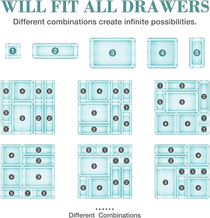 StorMiracle 25 PCS Drawer Organizer Set, 4 Varied Size Bathroom and kitchen - Image 4