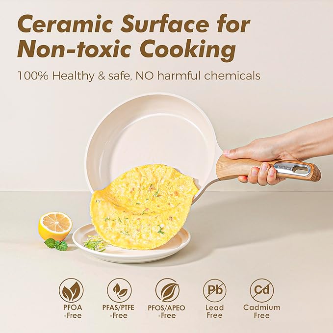 SENSARTE Ceramic Cookware Sets, Pots and Pans Set Non stick, Non toxic Healthy - Image 3