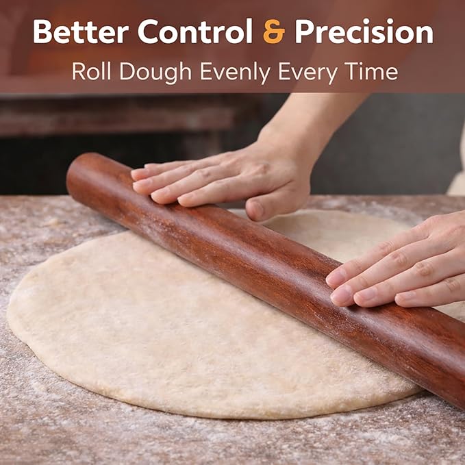 16.5 Inch French Rolling Pin, Wooden Dough Roller - Image 7