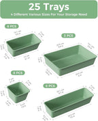 BiuLeon 25 PCS Plastic Drawer Organizers Set, 4-Sizes Vanity and Makeup - Image 2