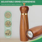 Acacia Wood Salt and Pepper Grinder Set, 8-Inch Manual Pepper Mill Grinder - Image 6