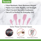 Tovolo Flex Core 5 Piece Silicone Spatula Set Heat Resistant All Silicone - Image 3