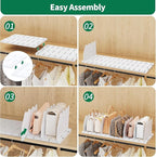 SPACEKEEPER Shelf Divider for Closet, 2 Pack Adjustable Purse Organizers - Image 6
