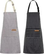 NLUS 2 Pack Kitchen Cooking Aprons, Adjustable Bib Soft Chef Apron by NLUS