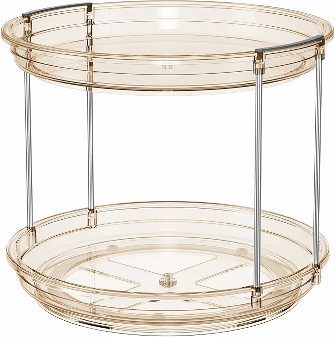 LAMU 2 Pack 2 Tier Lazy Susan Turntable Organizer 9.25'' Rotating Spice Rack - Image 9