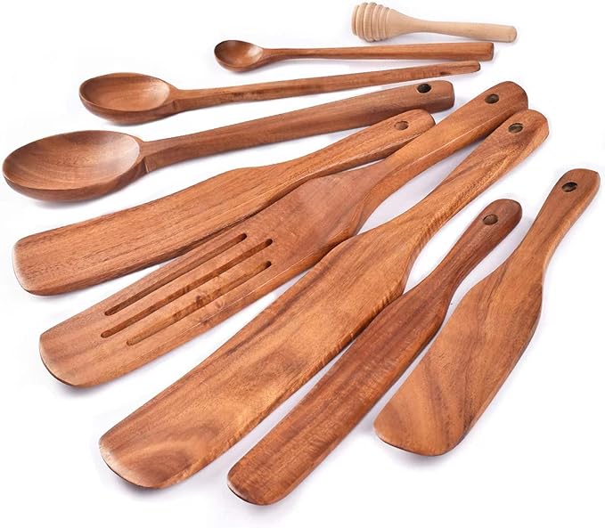 Spurtle Set, Wooden Spurtle Set of 9, Wooden Spoons by Gudamaye-WoodenUtensilsSets