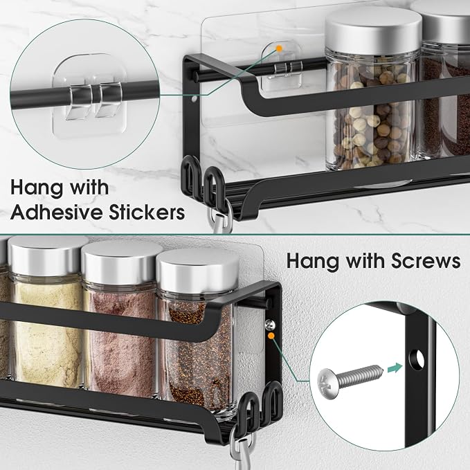 LUCYCAZ 4 Pack Wall Mounted Spice Rack - Image 6