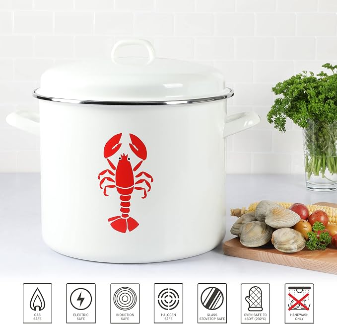 Martha Stewart 16-Quart Enamel on Steel Scratch-Resistant Lobster Stock Pot – - Image 5
