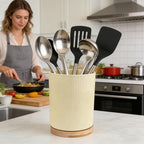 QUELIEN Utensil Holder, 360° Rotating Ceramic Kitchen Utensil Holder - Image 3