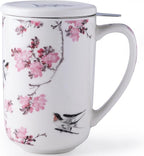 AmorArc Porcelain Tea Mug with Infuser and Lids, 18 Oz Coffee Cup Strainer with by AmorArc