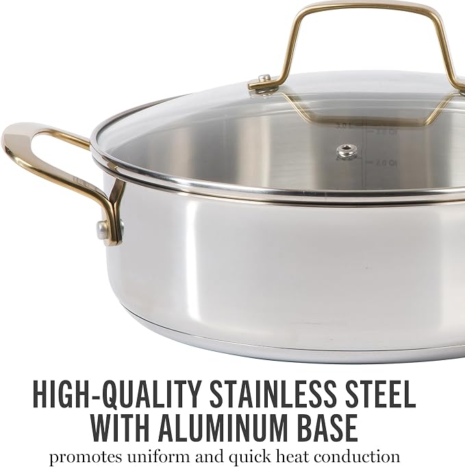 Martha Stewart Castelle 10 Piece 18/8 Durable Stainless Steel Induction Safe - Image 4