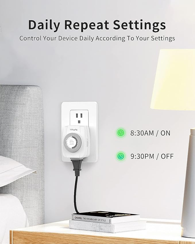 TiFFCOFiO Indoor Mechanical Outlet Timer, 3 Prong Timers - Image 3