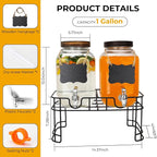 Glass Drink Dispensers For Parties, 2 PACK 1 Gallon Beverage Dispenser - Image 2