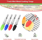 Mini Kitchen Tongs with Silicone Tips, 3-Piece Set, 7-Inch Non-Stick Tongs with - Image 3