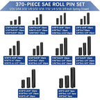 370 Pcs Roll pin Assortment, SAE Roll Pin Set, Slotted Spring Pins, Steel Split - Image 2