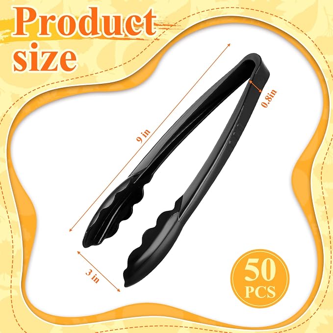 Tessco for you 80 Pcs Plastic Tongs for Serving Bulk, 9 Inch Plastic Disposable - Image 2