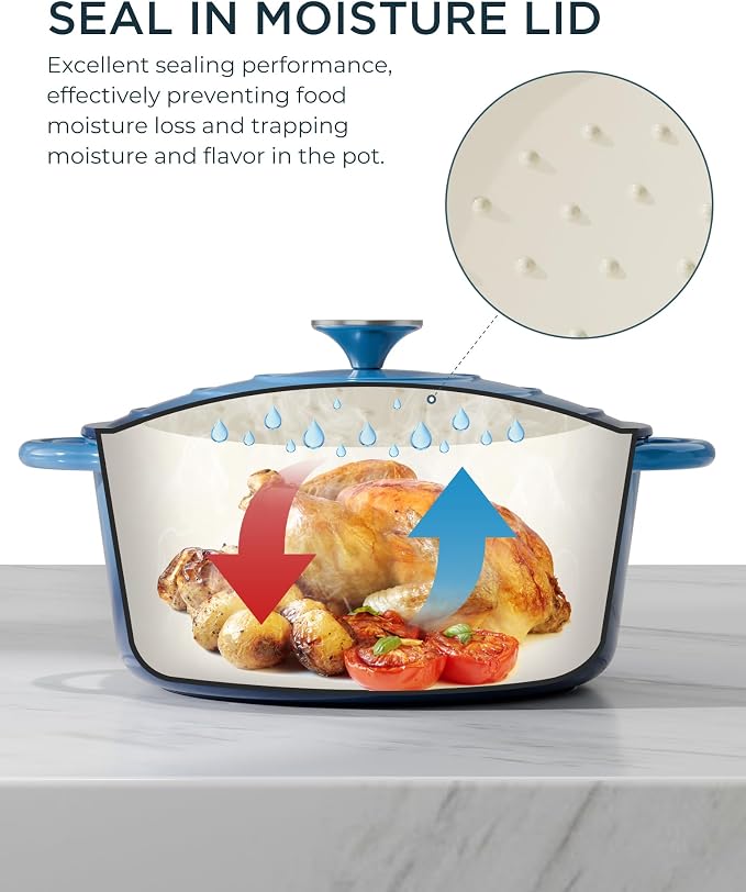 Enameled Cast Iron Dutch Oven - 6QT Pot - Heavy-Duty Cookware - Image 3