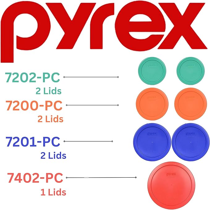 Pyrex 7202-PC Green, 7200-PC Orange, 7201-PC Cobalt Blue, 7402-PC Red Food - Image 3