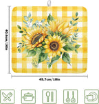 Spring Summer Dish Drying Mat 16x18 Inch Absorbent Reversible Sunflower Drying - Image 2