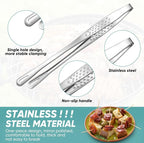 meekoo 6 Pcs 7.8 Inches Stainless Steel Korean BBQ Grill Tongs Japanese - Image 3
