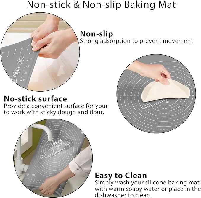 Silicone Baking Mat 32x24 inch, Extra Thick Non-stick Pastry Mat - Image 4