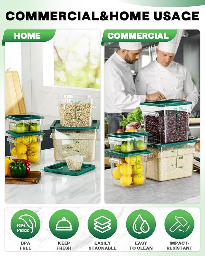 4QT NSF Food Storage Containers: 8 PCS Commercial Clear Food Storage Containers - Image 5