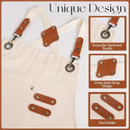 Chef Aprons for Men Women with Large Pockets, Cotton Canvas Water Repellent - Image 5