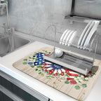 Independence Day Dish Drying Mat 18x24 inch Patriotic Love Heart Fast Dry - Image 5