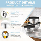 TeamFar Mixing Bowls, Stainless Steel Nesting Salad Bowls - Image 3