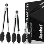 Anaeat Non-Stick Silicone Locking Tong Set of 3 by Anaeat