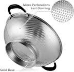 Tiawudi 18/8 Stainless Steel Colander, Easy Grip Micro-Perforated 5-Quart - Image 4