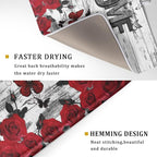 Red Rose Dish Drying Mat 18x24 inch Romantic Floral Absorbent Microfiber Sink - Image 3