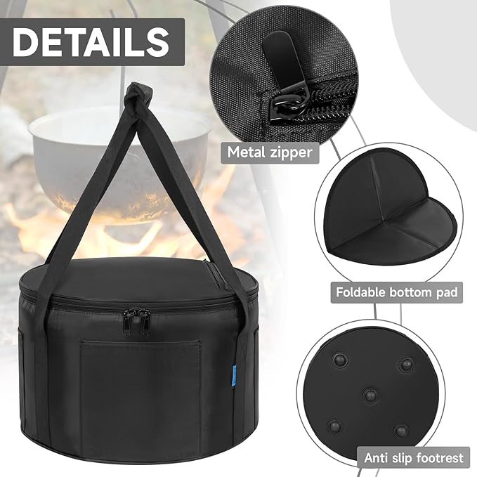 Dutch Oven Bag for 12 Inch, Durable Camp Dutch Oven Storage Bag, Carry Bag - Image 2