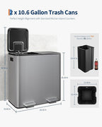 Garvee Double Trash Can, 2 x 10.6 gal Garbage Can - Image 4