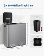 Garvee Double Trash Can, 2 x 10.6 gal Garbage Can - Image 6