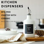 HOMCDALY Ceramic Olive Oil Dispenser Bottle, 16oz Oil Dispenser Bottle - Image 4