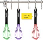 NileHome Silicone Whisk Set, 3 Pack Kitchen Whisk 10" Kitchen Wisk Wire Whisks - Image 2