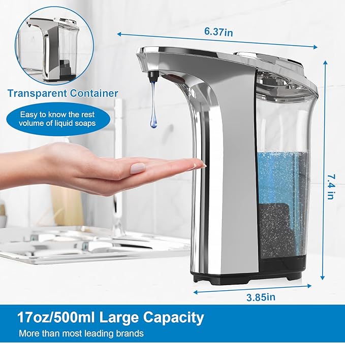 PZOTRUF Automatic Soap Dispenser, Touchless Dish Soap Dispenser 17oz/500ml - Image 3