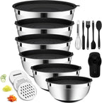 20-Piece Mixing Bowls Set with Airtight Lids – 6 Stainless Steel Kitchen Bowls by ENVTEK