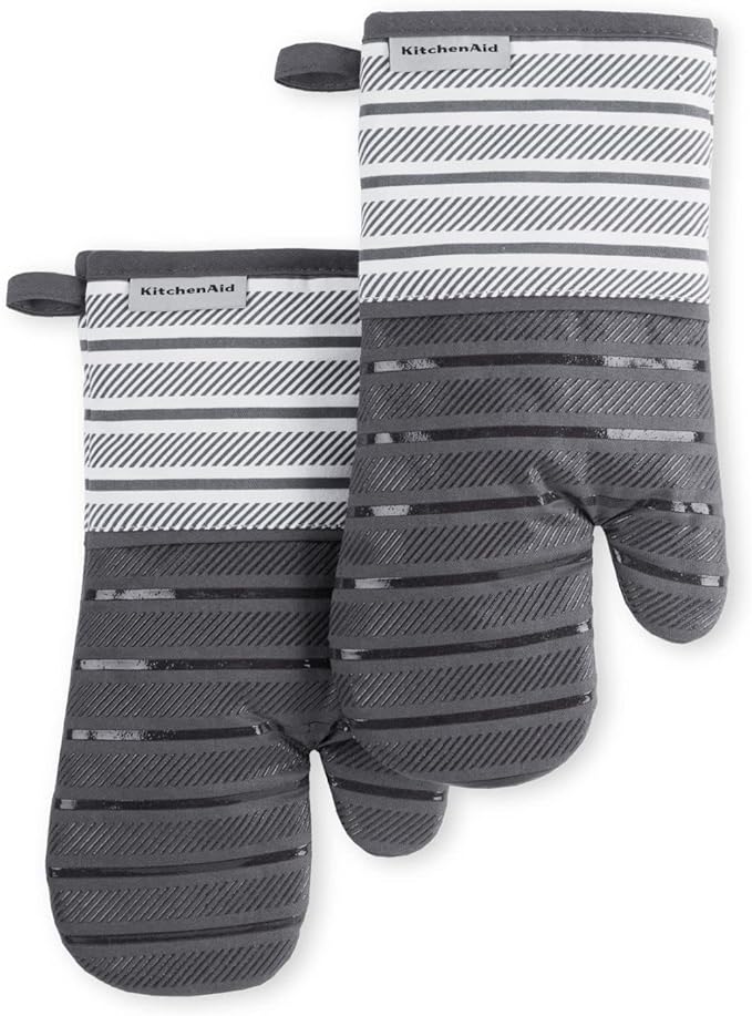 KitchenAid Albany Oven Mitt 2-Pack Set, Charcoal Grey by KitchenAid