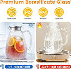 Glass Pitcher with Lid and Handle, 2.2L Borosilicate Glass Water Carafe - Image 3