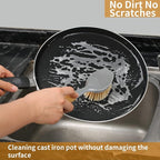 2 Pack Kitchen Dish Brush Bamboo Handle Dish Scrubber Built-in Scraper - Image 7