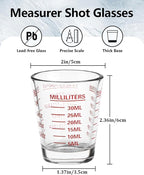 Shot Glasses Measuring Cup Set 2PACK Espresso Shot Glasses Liquid Heavy Glass - Image 2