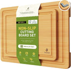 2 Piece Bamboo Cutting Board Set, Heavy Duty Wooden Boards by Socisen