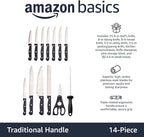 Amazon Basics 14-Piece High Carbon Stainless Steel Kitchen Knife Set - Image 2